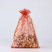 Мешочек подарочный &laquo;С Новым годом&raquo;, органза, красный, 20 х 30 см