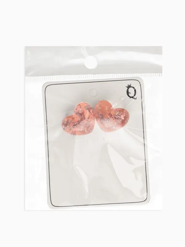 Серьги "Сердце блестка", цвет розовый с паталью серебро