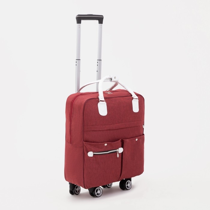 Сумка дорожная 2 в 1 на колёсах 20", отдел на молнии, 4 наружных кармана, цвет бордовый
