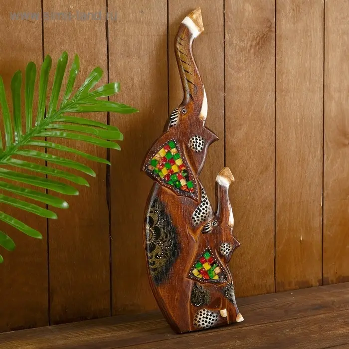 Панно "Слон и слоник" дерево 16х1х50 см