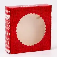 Подарочная коробка сборная с окном &laquo;Вязанка&raquo;, 11.5&times;11.5&times;3 см