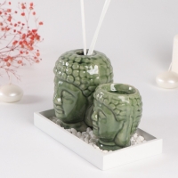 Диффузор керамика + подсвечник "Будды" аромапалочки 3 шт 9х17х10,5 см