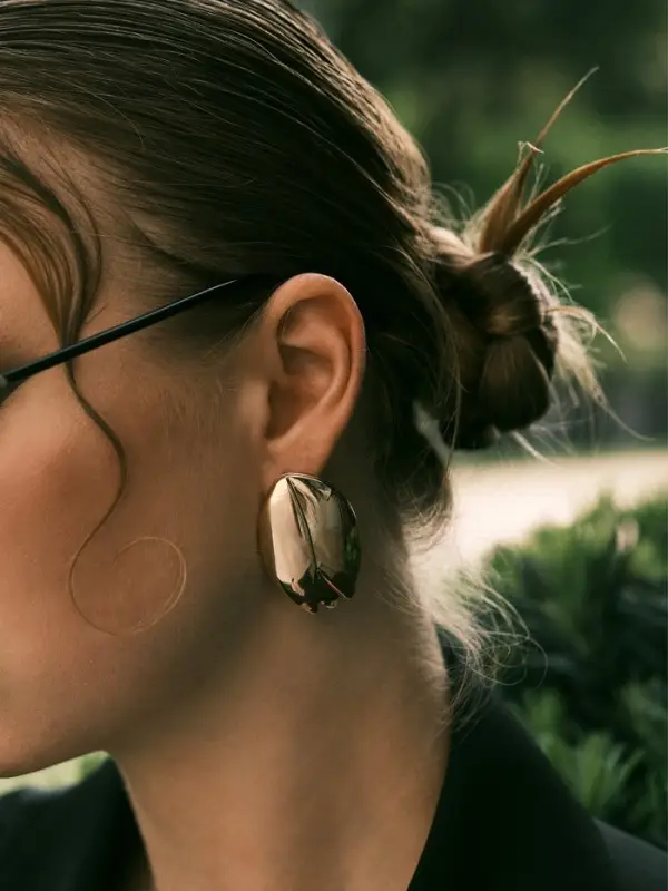 Серьги металл "Тюльпан" цветок, цвет золото