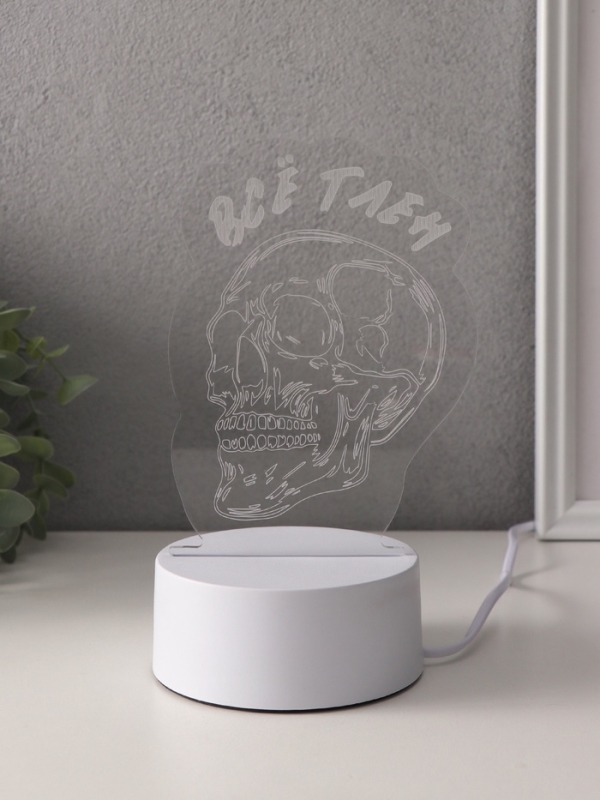 Светильник "Череп. Всё тлен" LED RGB от сети RISALUX 9,5х10,2х14,9 см