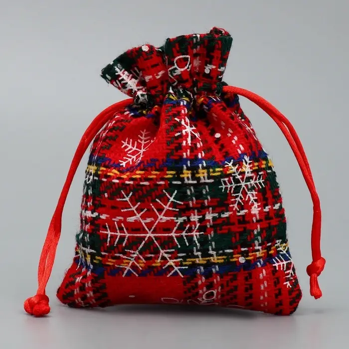 Мешочек подарочный холща &laquo;Вьюга&raquo;, снежинки, 10 х 12 см +/- 1.5 см