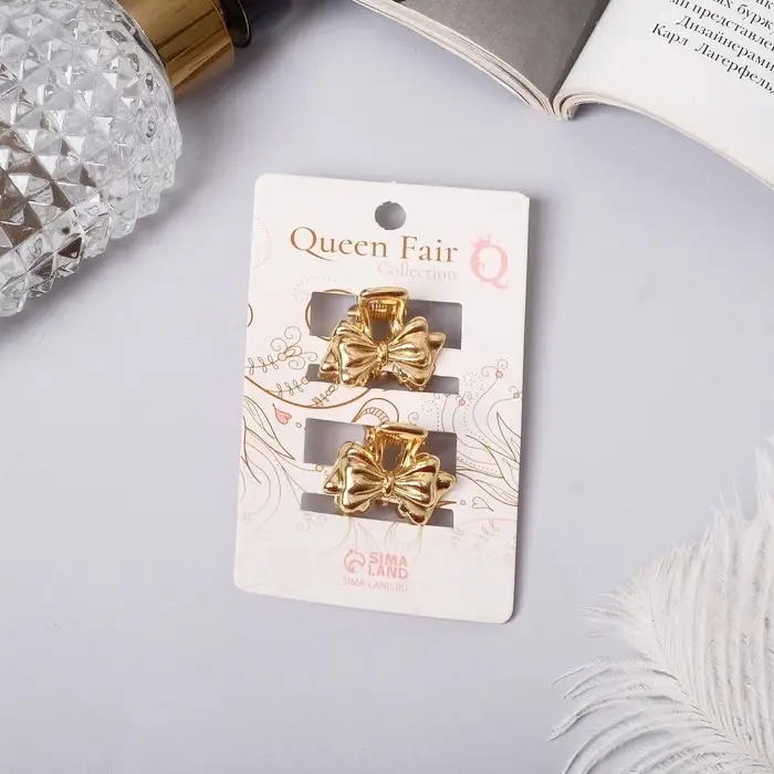 Краб для волос Краб для волос "Либерти" (набор 2 шт) бантик, 2 см, золото