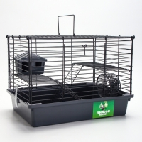 Клетка для грызунов "Пижон" складная, 38 х 27 х 27 (домик, миска, колесо) серая