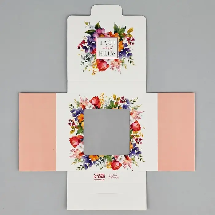 Коробка для шоколада квадратная &laquo;Цветы&raquo;, 10.2 х 10.2 х 1.4 см