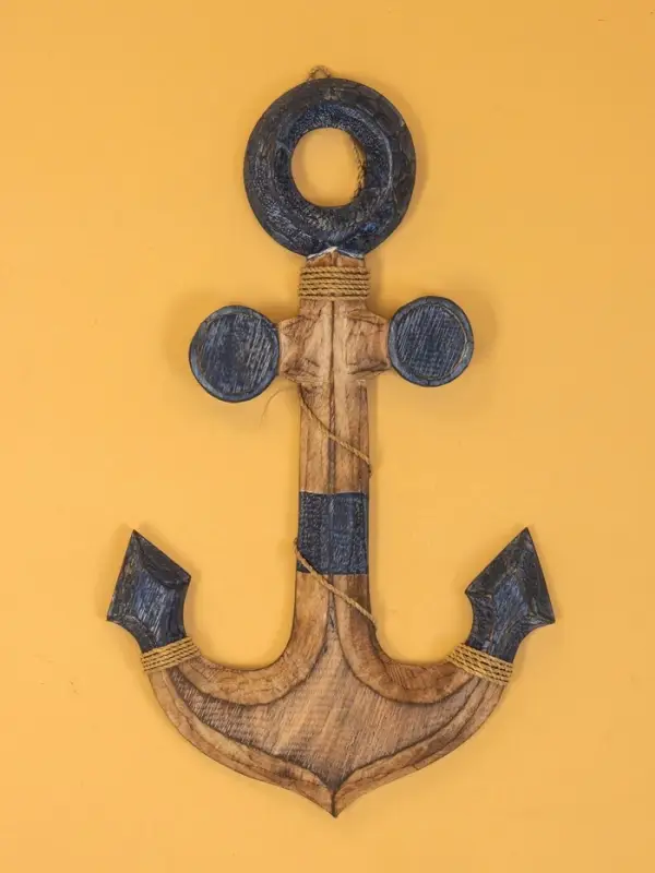 Декор интерьерный "Якорь" дерево 23х2х40 см, цв. сине-коричневый