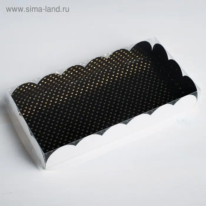 Коробка для печенья, кондитерская упаковка с пластиковой крышкой, Love you, тиснение, 21 х 10.5 х 3 см