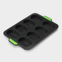 Форма для выпечки с перфорацией &laquo;Булочки&raquo;, силикон, 34,5&times;23&times;2,5 см , 8 ячеек (9,5&times;6,3&times;2,4 см), чёрная