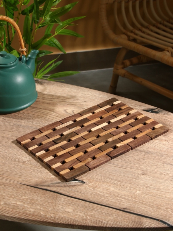 Коврик из тикового дерева, 30х20х0,7 см