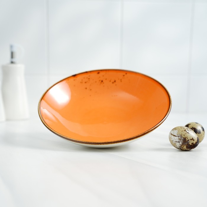 Салатник фарфоровый Magistro &laquo;Церера&raquo;, 400 мл, d=16,2 см, цвет оранжевый