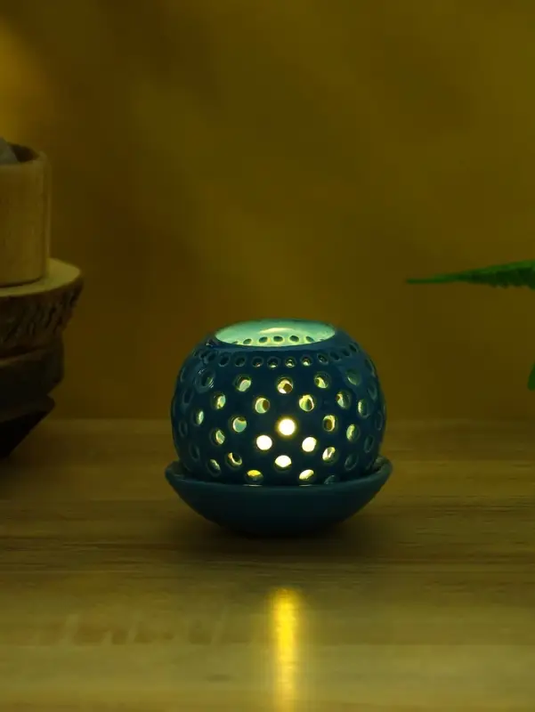 Аромалампа &laquo;Шар&raquo;, 9.5&times;9.5&times;9 см, керамика, голубая