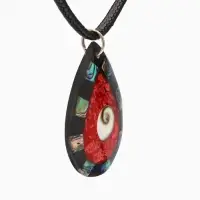 Кулон "Капля" ракушка 25,5 см, цв. чёрно-красный