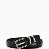 Ремень жен 03-01-02-01, Июнь2502, 2*0,3*110 см, без винта, пряж металл, 1 прокол, черный