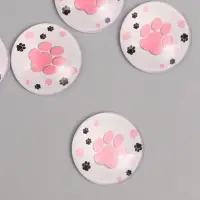 Кабошон стекло для творчества "Круг. Следы кошки" 3х3 см