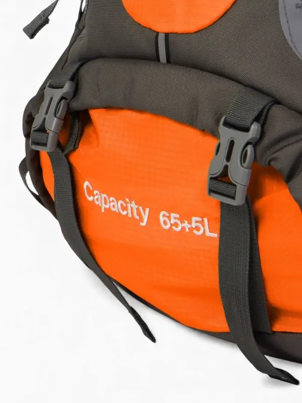 Рюкзак тур 65+5л, 30*20*53, отдел на шнурке, 5нар+2вн кармана, цвет оранжевый