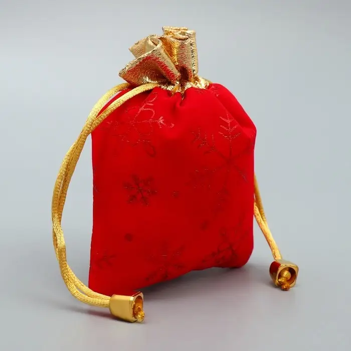 Мешочек подарочный замша &laquo;Поздравляю тебя&raquo;, снежинки, тиснение, 10 х 12 см +/- 1.5 см