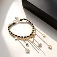 Колье "Акцент" с сердечками, многослойное, цветной в золоте