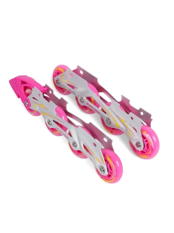 Коньки раздвижные BlackAqua, р. 39-42, для фитнеса, с роликовой платформой, цвет фуксия