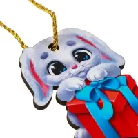 Ёлочная игрушка - подвеска деревянная &laquo;Новый год! &lrm;Зайка с подарком&raquo;