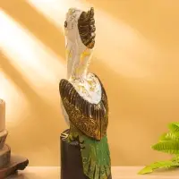 Сувенир интерьерный "Пеликан" 10х10х33 см, дерево, цв. белый с золотом