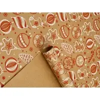 Бумага в тубусе крафтовая бурая в рулоне &laquo;Ёлочные игрушки&raquo;, 0.68 &times; 7 м