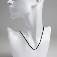 Шнурок каучуковый, неполый, 45 см, d=2 мм, чёрный в серебре