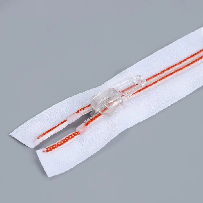 Молния &laquo;Спираль&raquo;, №5, разъёмная, замок автомат, 50 см, белая, красная