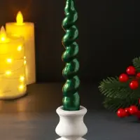 Свеча витая "LUXURY" 25*180 мм, лакированная, зеленая