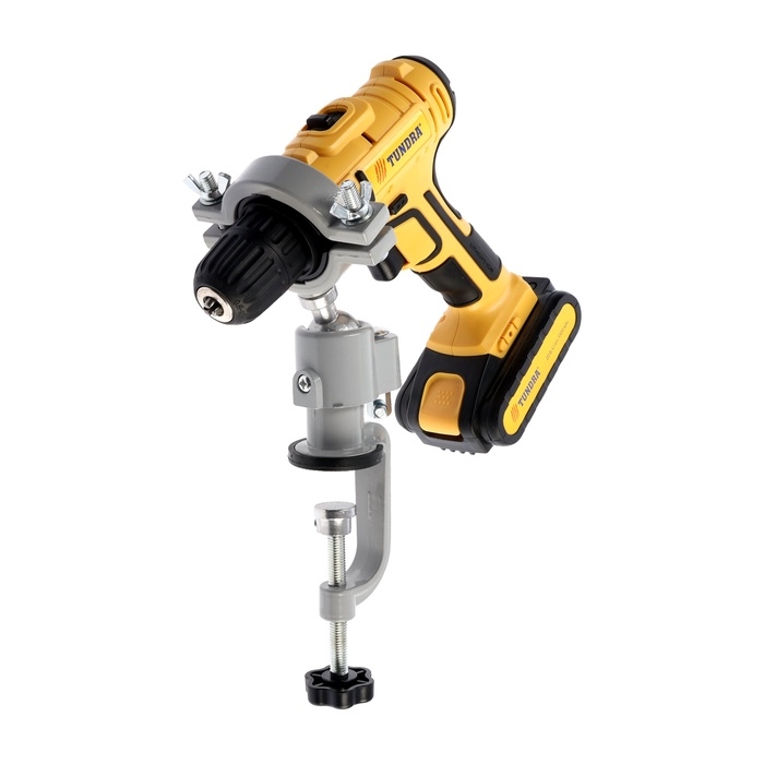 Стойка для дрели ТУНДРА, винтовой зажим, поворотный шарнир 360&deg;, d=60 мм, длина 253 мм