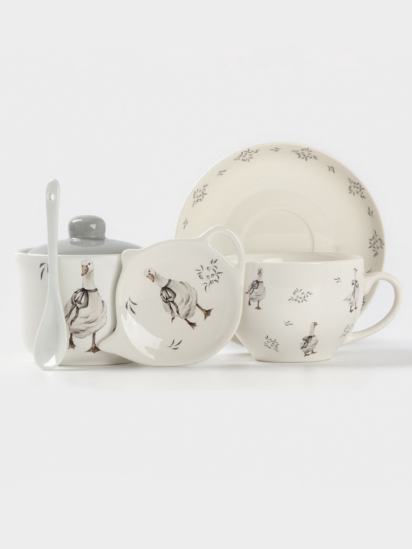 Набор для специй Доляна "Гуси" цвет белый  2 шт  солонка, перечница 130 мл 11,5х6,2х8,8 см   1070852