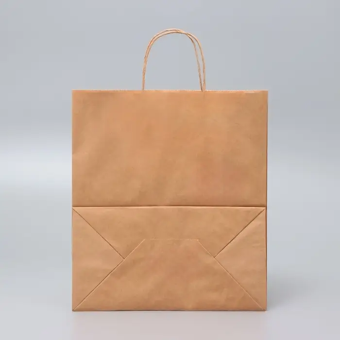 Пакет крафт без печати, крученая ручка, 28&times;15&times;32 см