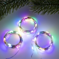 Набор гирлянд &laquo;Нить&raquo; 2 м роса, IP20, серебристая нить, 20 LED, свечение мульти, 3 режима, батарейки AG13х3 (в комплекте), 3 шт.