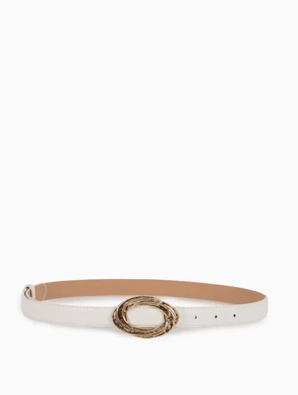 Ремень жен 04-01-01-04, Июнь2513, 2,4*0,3*110 см, без винта, пряж золото, гвоздик, белый