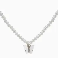 Чокер &laquo;Бабочка&raquo; хрусталь, белый в серебре, 36 см + 5 см доп, цепочка