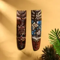 Маска &laquo;Абориген и ящерица&raquo;, 50&times;12&times;4 см, дерево, МИКС