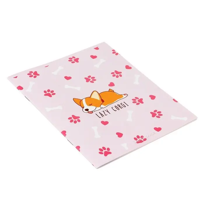 Тетрадь для скетчей А5, 16 листов Lazy corgi, обложка мелованный картон, блок 100 г/м2