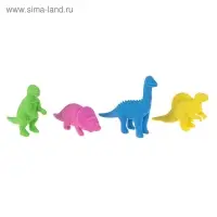 Набор ластиков фигурных 4 штуки "Динозавры" в пакете на зип-молнии (штрихкод на штуке) МИКС