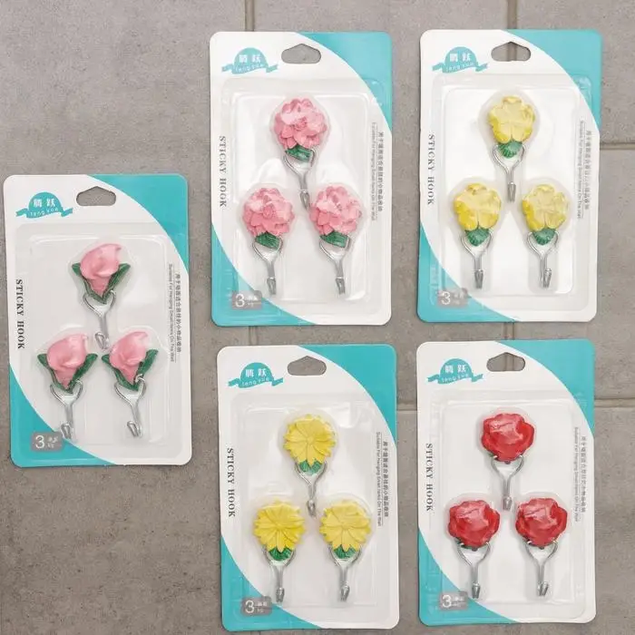 Крючок на липучке &laquo;Цветочек&raquo;, 3 шт, цвет МИКС