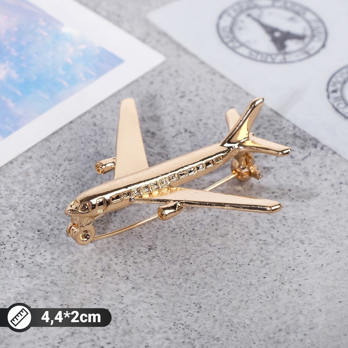 Брошь &laquo;Самолёт&raquo; цвет золото