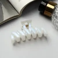 Крабик для волос &laquo;Жемчужный&raquo;, зиг-заг, 7 см, белый