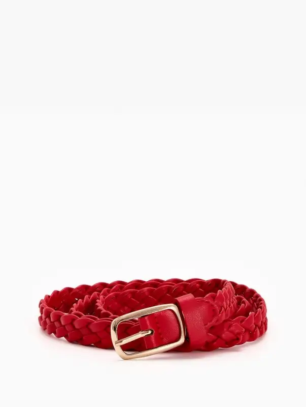 Ремень жен 03-01-01-01, Июнь2501, 1,8*0,3*110 см, без винта, пряж золото, 1 прокол, красный   109031