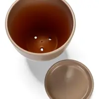 Горшок цветочный с поддоном 2,5 л, d18/h16 см капучино керамика, "Туман" (М)