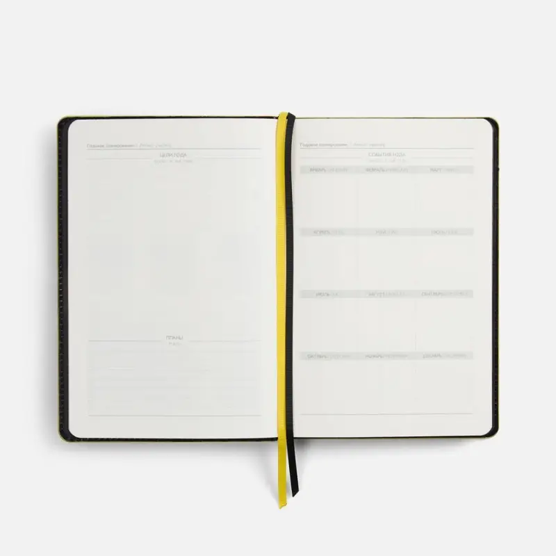 Ежедневник Alanis, недатированный, черный c желтым