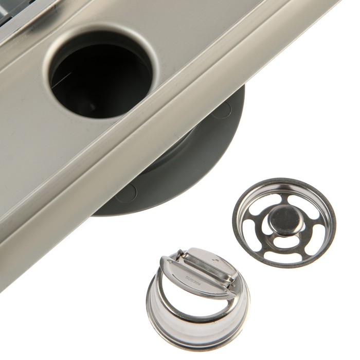 Трап ZEIN engr, c флaнцeм свободного вращ 360&deg;, 7*50 см, d=40/50 мм, нерж сталь, сатин