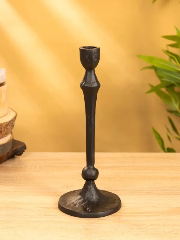 Подсвечник "Лава" 10х10х25 см, алюминий, цв. чёрный