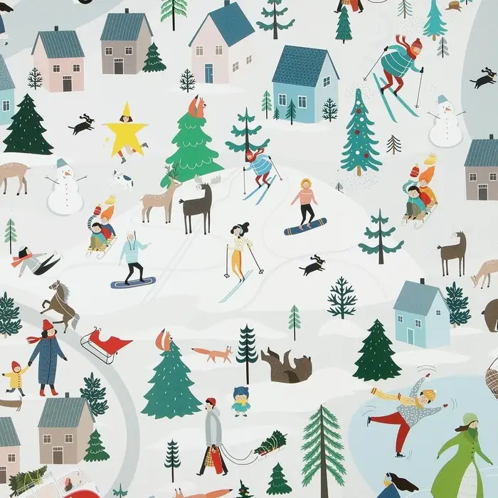 Упаковочная бумага на новый год &laquo;Зимний город&raquo;, 70 х 100 см, глянцевая
