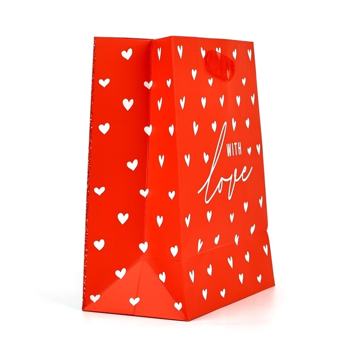 Пакет ламинированный вертикальный &laquo;С любовью&raquo;, глиттер, MS 18 х 23 х 10 см